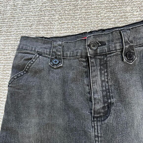 Vintage True Y2k let me knee length B. Black denim mini skirt with ruffle small - Picture 3 of 8